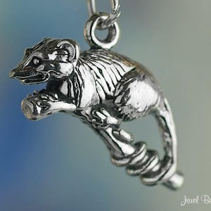 Sterling Silver Possum Charm Opossum Wild Animal Possums 3D Solid .925