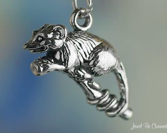 Sterling Silver Possum Charm Opossum Wild Animal Possums 3D Solid .925