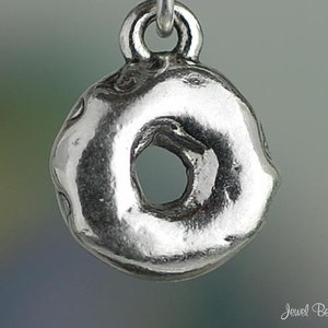 Sterling Silver Doughnut Charm Glazed Donut Breakfast 3D Solid .925
