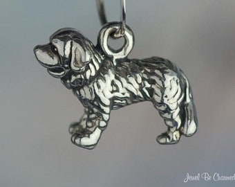 Small Sterling Silver Saint Bernard Charm Dog Breed 3D Solid .925