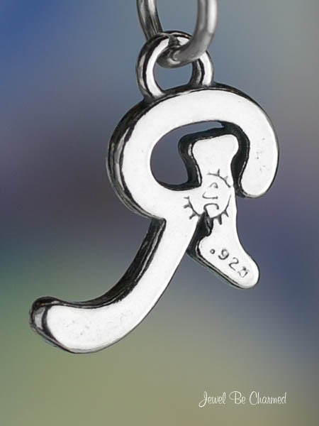 Sterling Silver Script Letter R Charm Initial Cursive Shiny | Etsy