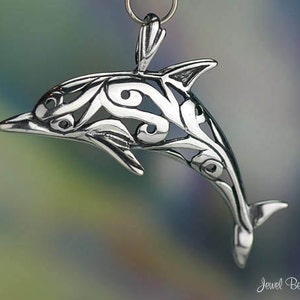 Sterling Silver Dolphin Pendant Beautiful Scrolled Design Solid .925