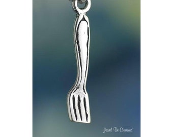 Sterling Silver Fork Charm Kitchen Utensil Food Cutlery 3D Solid .925