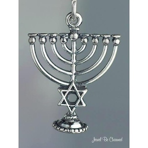 Sterling Silver Menorah Charm Chanukah Hannukah Jewish 3D Solid .925