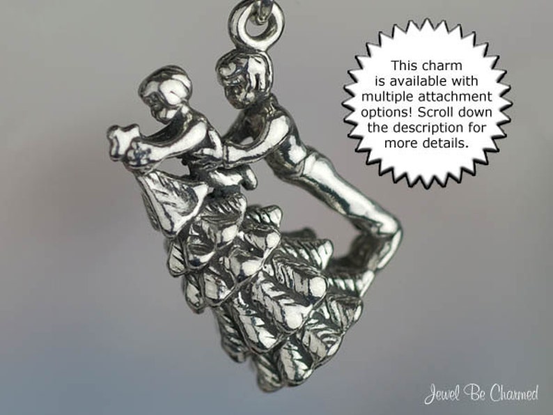 Sterling Silver Family Decorating the Christmas Tree Charm Solid .925