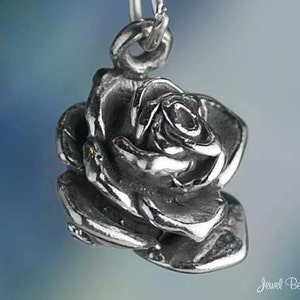 Rose Charm Solid Sterling Silver Roses for Mom Garden Flowers 3D .925