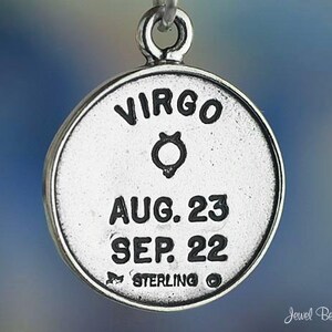 Sterling Silver Virgo Charm Maiden Virgin Zodiac Astrology Solid .925 image 2
