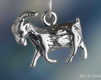 Sterling Silver Goat Charm Capricorn Zodiac Astrology 3D Solid .925