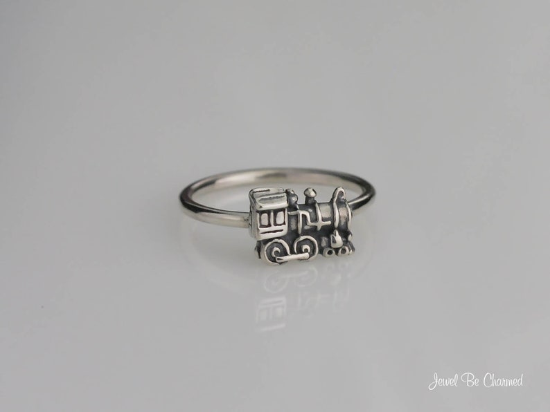 Sterling Silver Train Ring Solid 925 Railroad Engine Ring Custom Sizes image 1