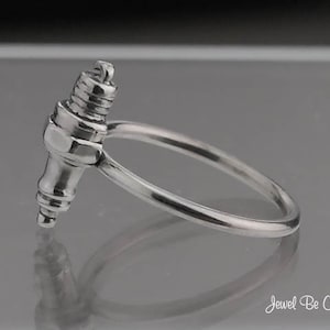Sterling Silver Spark Plug Ring Solid .925 Car Engine Custom Sizes