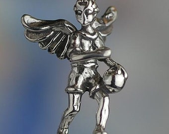 Sterling Silver Basketball Angel Charm Sports Team Player 3D Solid 925