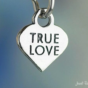 Sterling Silver True Love Heart Charm Valentine Wedding Tiny Solid 925