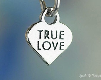 Sterling Silver True Love Heart Charm Valentine Wedding Tiny Solid 925