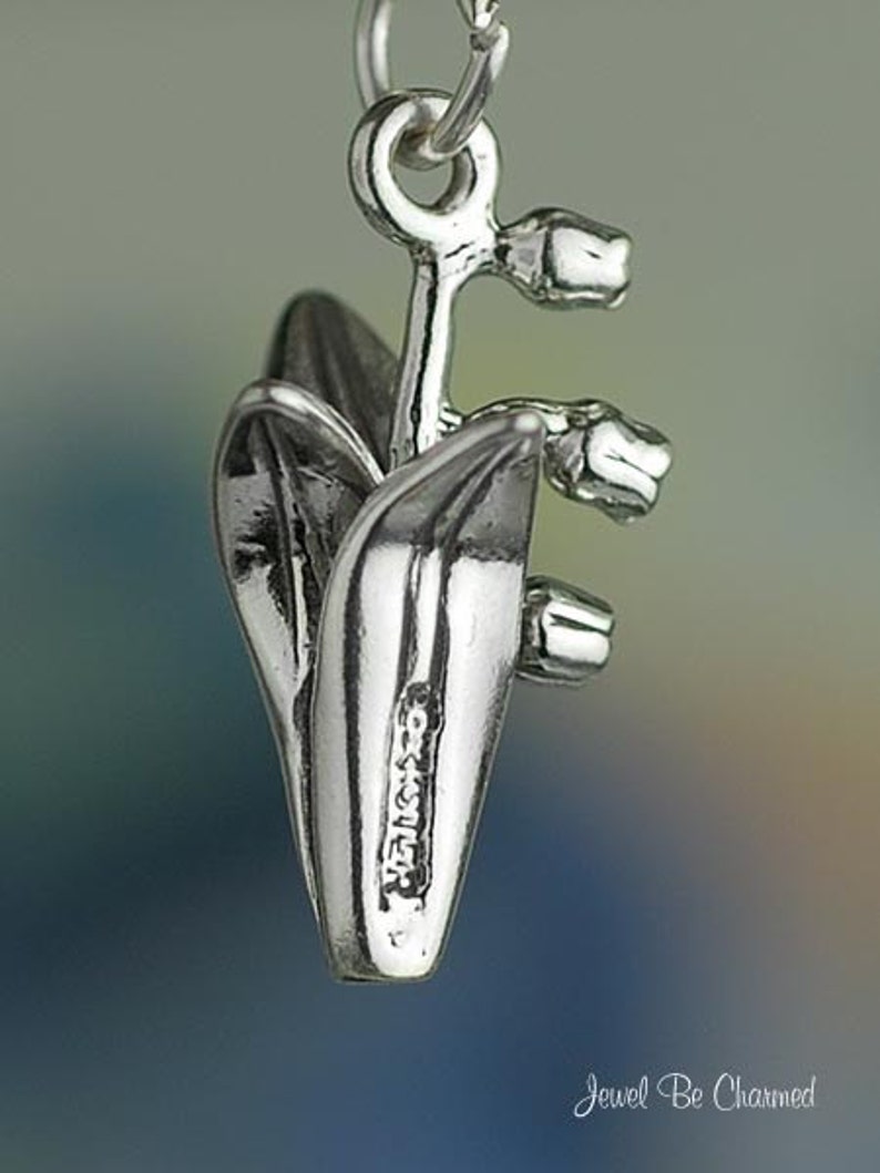 Sterling Silver Lily of the Valley Charm Spring Flower 3D Solid .925 image 4