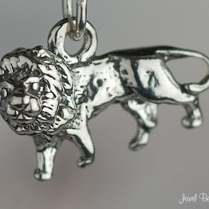 Sterling Silver Lion Charm Wild Animal Zodiac Leo Mascot 3D Solid .925