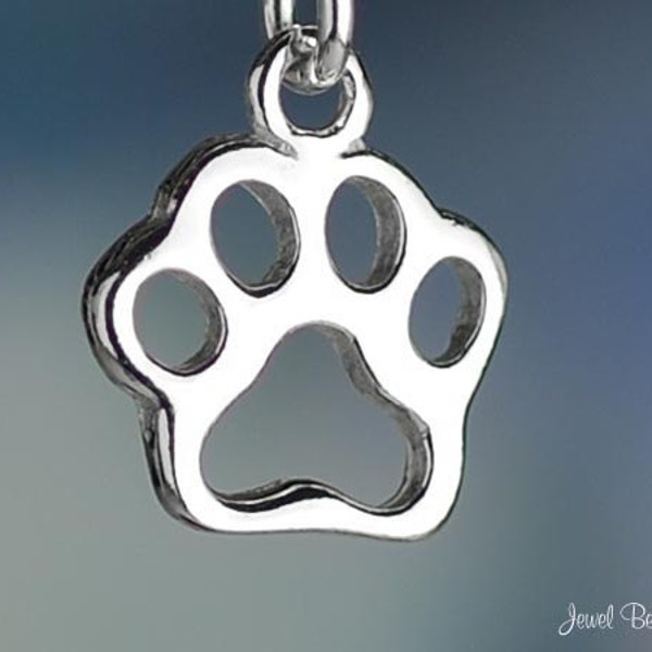 Paw Print Open Style Charm Sterling Silver Dog Cat Pawprint Tiny .925