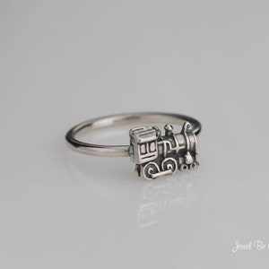 Sterling Silver Train Ring Solid 925 Railroad Engine Ring Custom Sizes image 2