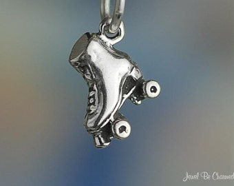Miniature Sterling Silver Roller Skate Charm Skating Tiny 3D Solid 925