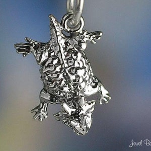 Miniature Sterling Silver Horned Toad Charm Lizard Tiny Solid .925