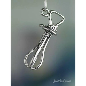 Sterling Silver Egg Beater Charm Kitchen Cooking Baking 3D Solid .925