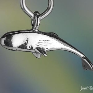 Sterling Silver Whale Charm Ocean Nautical Whale Watching 3D Solid 925