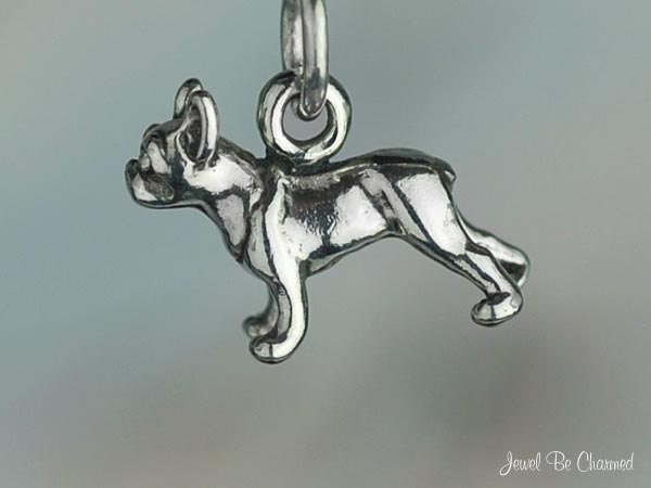 Miniature Sterling Silver Boston Terrier or French Bulldog Charm .925