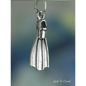 Sterling Silver Fin Flipper Scuba Diving Charm Diver 3D Solid .925