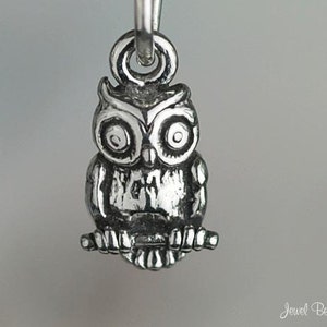 Miniature Sterling Silver Owl Charm Owls Very Small Tiny Solid .925