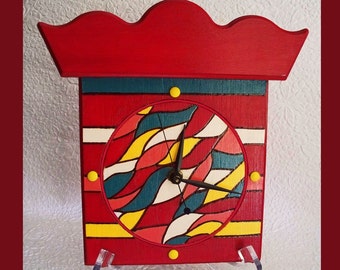 Red Wall or Table Clock with Bonus Stand