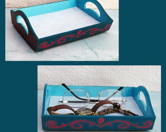 Small Wood Tray, Trinket Tray, Jewelry Holder, Desk Tray, Key Tray, Bedside Tray, Jewelry Tray, Catchall, Hand painted