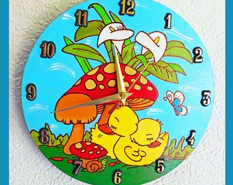 Reloj de pared, Reloj de mesa, Reloj para niños, Expositor, Patos, Decorativo, Movimiento silencioso, Soporte de bonificación, Regalo, Reloj de guardería, Redondo, Regalo