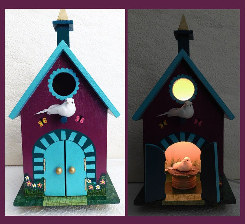 School Birdhouse Nightlight Nightlight Lamp Night Light image 0