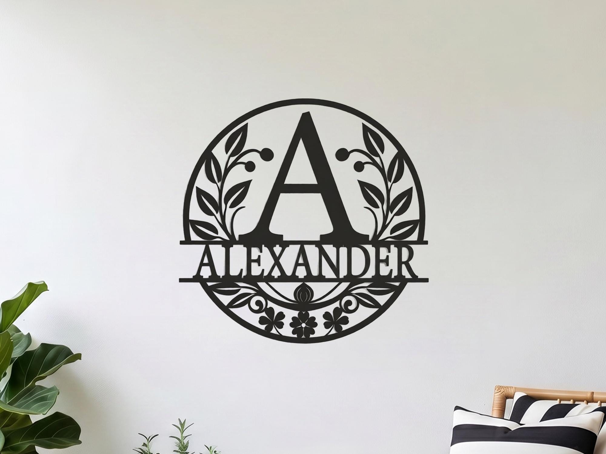 Personalized Family Name Sign, Monogram Metal Wall Decor, Custom Last ...
