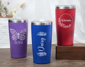 Custom 20oz Holiday Tumbler, Travel Mug,Vacation 20 OZ Tumblers, Laser Engraved Cups,Personalized 20oz Holiday Tumbler,Insulated Tumbler