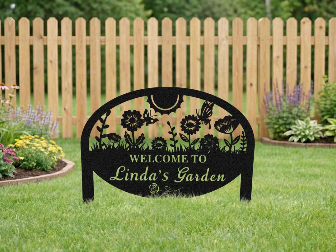 Personalized Metal Garden Sign Custom Name Yard Sign Outdoor Garden ...