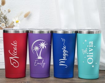 Personalized 20oz Holiday Tumbler,Vacation 20 OZ Tumblers,Stainless Steel Mug,Insulated Tumbler,Beach Tumbler,Laser Engraved Cups,Travel Mug