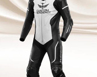 Conjunto de traje de moto de cuero personalizado para hombre, traje de moto de carreras negro