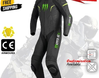 Traje de motocicleta de cuero personalizado para hombre, mujer y niño, color negro, para carreras