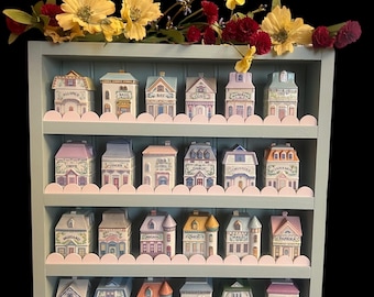 Classic Scallop Lenox Spice Village Display Rack | Handcrafted Wooden Shelf, Custom Colors Made USA         24  Spice Village Houses