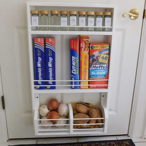 Custom Bottom Spice Rack Organizer – Door or Wall Mounted Storage Shelf with Deep Baskets – Built to Your Specifications – Made in America