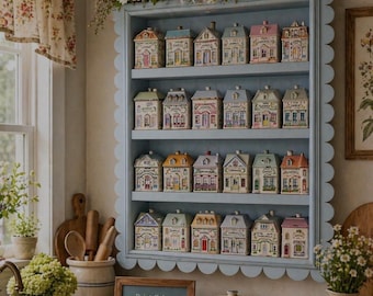 Scalloped Display Shelf – Cottage Spice Rack, Collectible Display