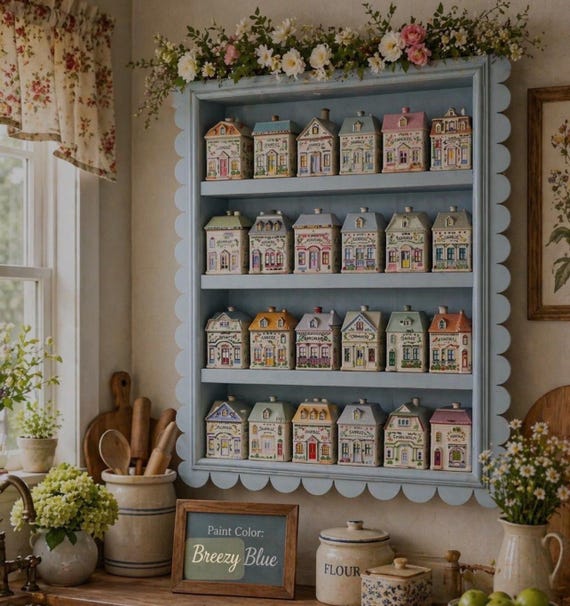 Scalloped Display Shelf – Cottage Spice Rack, Collectible Display