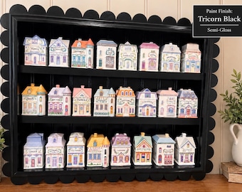 Scalloped Display Shelf – Cottage Spice Rack, Collectible Display - Lenox Spice Village - 24 Spice Village Houses