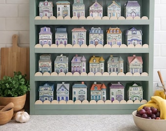 Classic Scallop Lenox Spice Village Display Rack | Handcrafted Wooden Shelf, Custom Colors Made USA