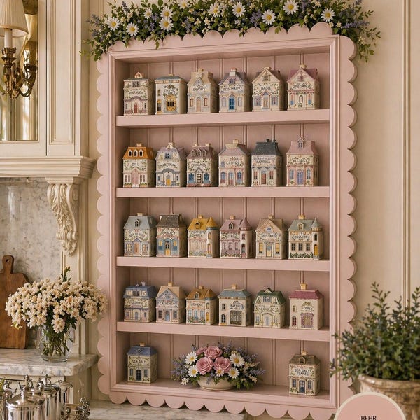 Scalloped Shelf – Lenox Spice Village, Cottage Spice Rack, Collectible Display - Five Shelves - 30 Spice Village Houses