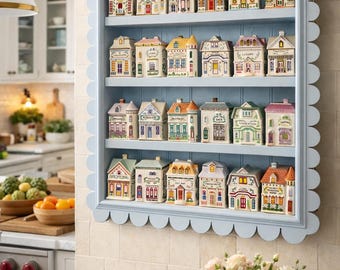 Scalloped Display Shelf – Cottage Spice Rack, Collectible Display