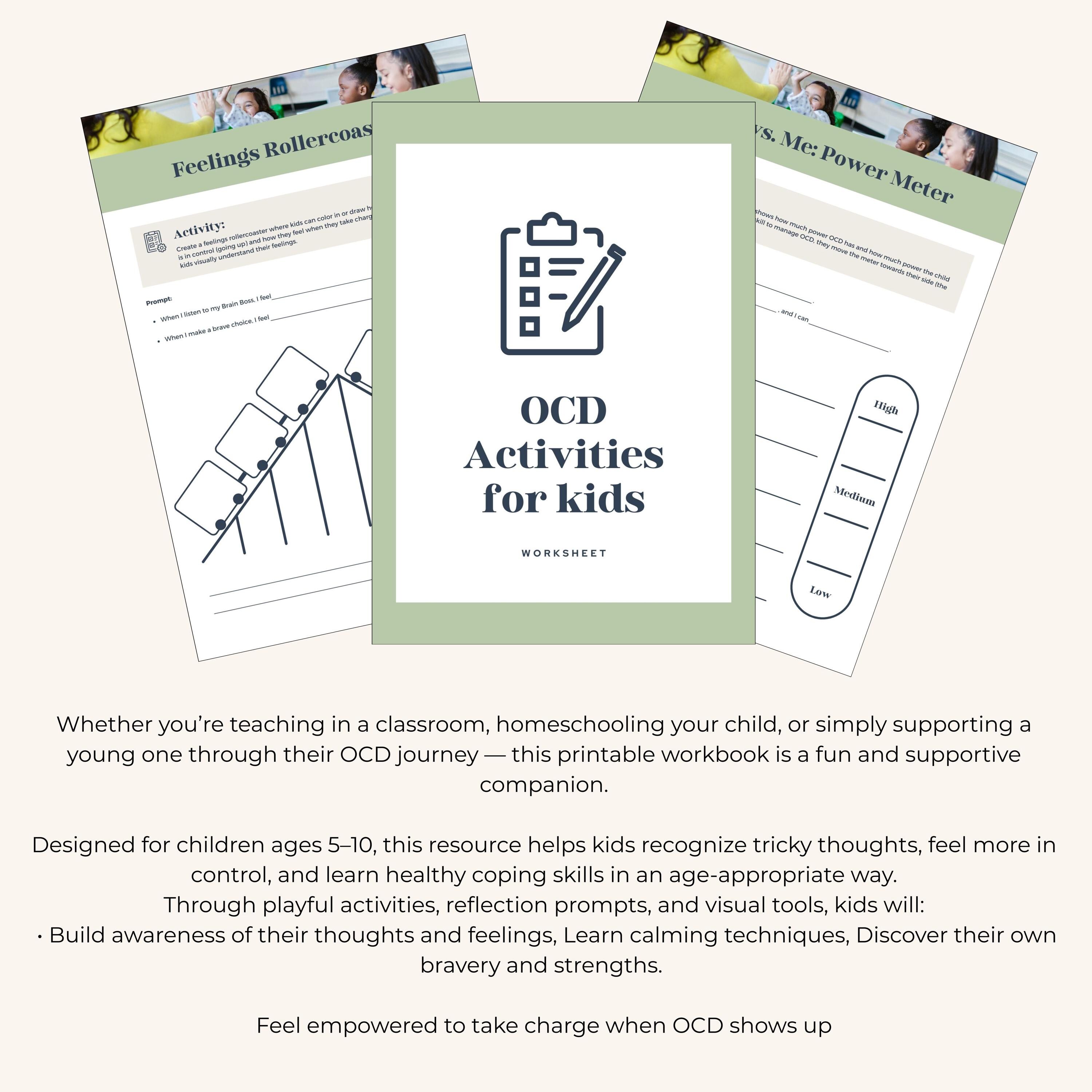 OCD Activities Workbook for Kids Printable Anxiety Therapy Worksheets ...