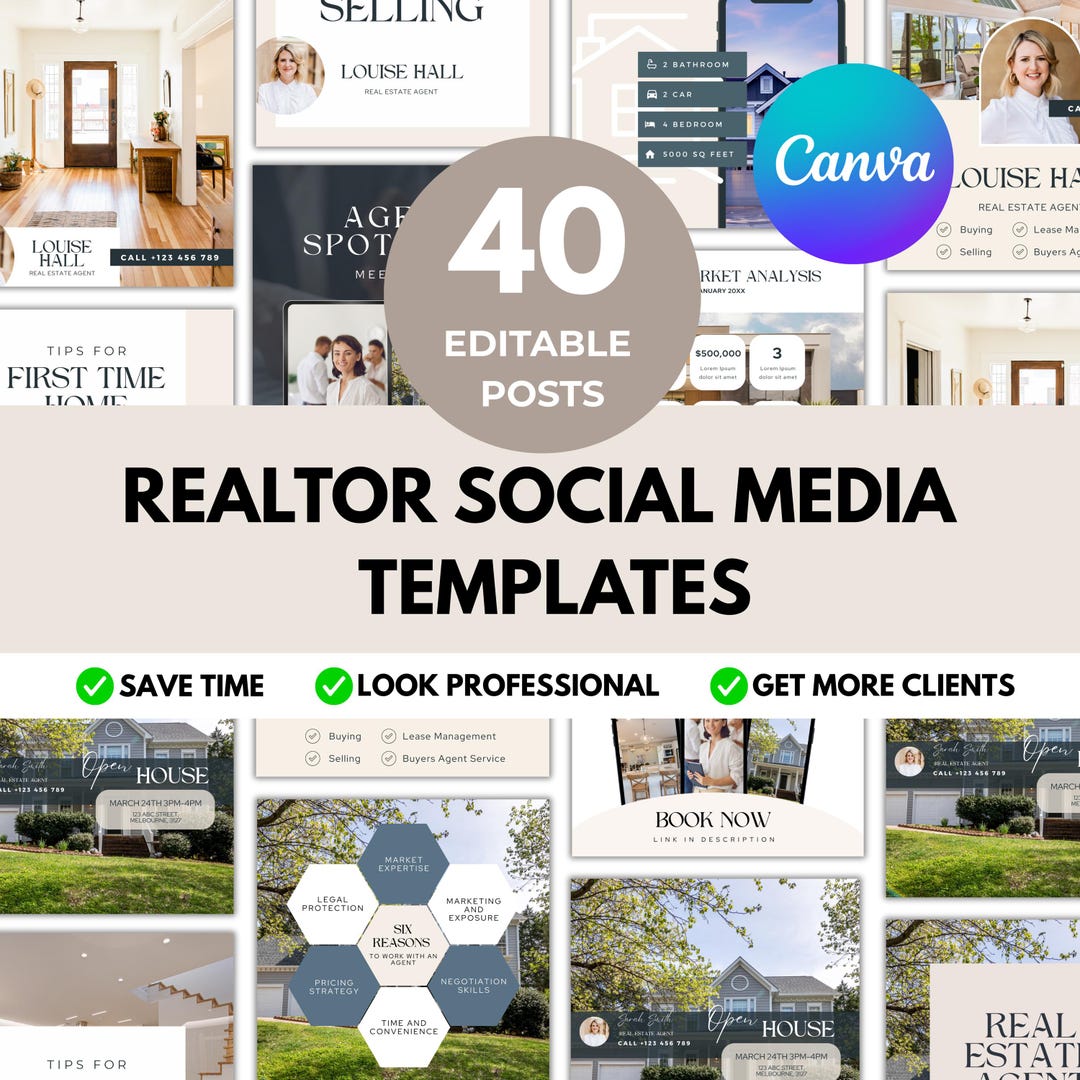 Realtor R Graphic Realtor Social Media Templates | Real Estate Canva Templates ...