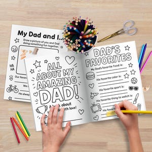 All About My Amazing Dad Printable Father’s Day Memory Book for Kids | DIY Fill‑In & Coloring Gift printable for dad