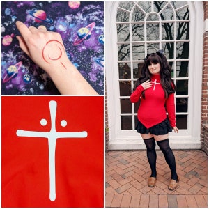Set de calcomanías para planchar y tatuajes temporales de sello de comando de Rin Tohsaka (Fate Stay Night/Fate Unlimited Blade Works)